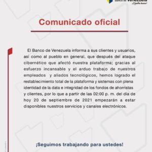 Desde esta tarde normalizan Agencias de BDV