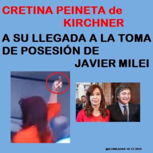 CRETINA PEINETA DE KIRCHNER A SU LLEGADA A LA TOMA DE POSESIÓN DE JAVIER MILEI