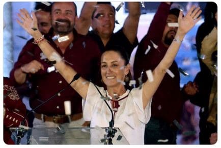 Claudia Sheinbaum con una ventaja de casi 30 puntos se convirtió en la 1ra mujer presidente de México