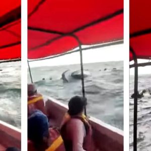 ¡HORROR EN ALTAMAR! Lancha repleta de pasajeros zozobra en medio de un mar picado en Santa Marta-Colombia (+Video)